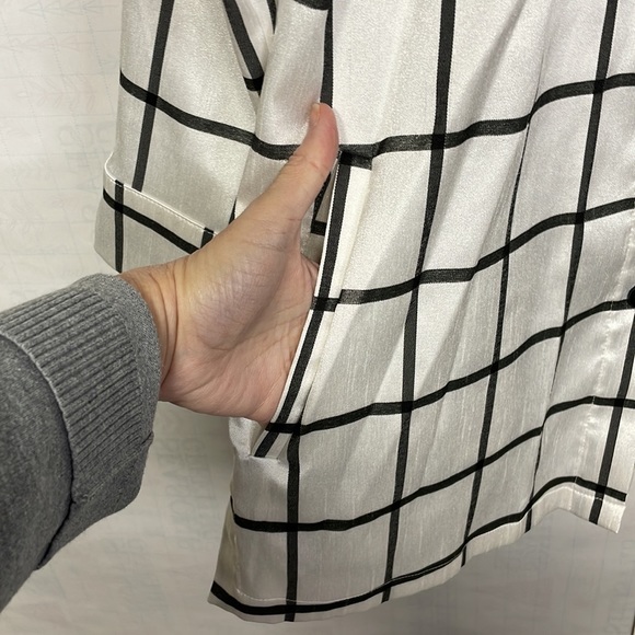 Linea by Louis Dell Olio women collared button up shirt white and black - Picture 3 of 7